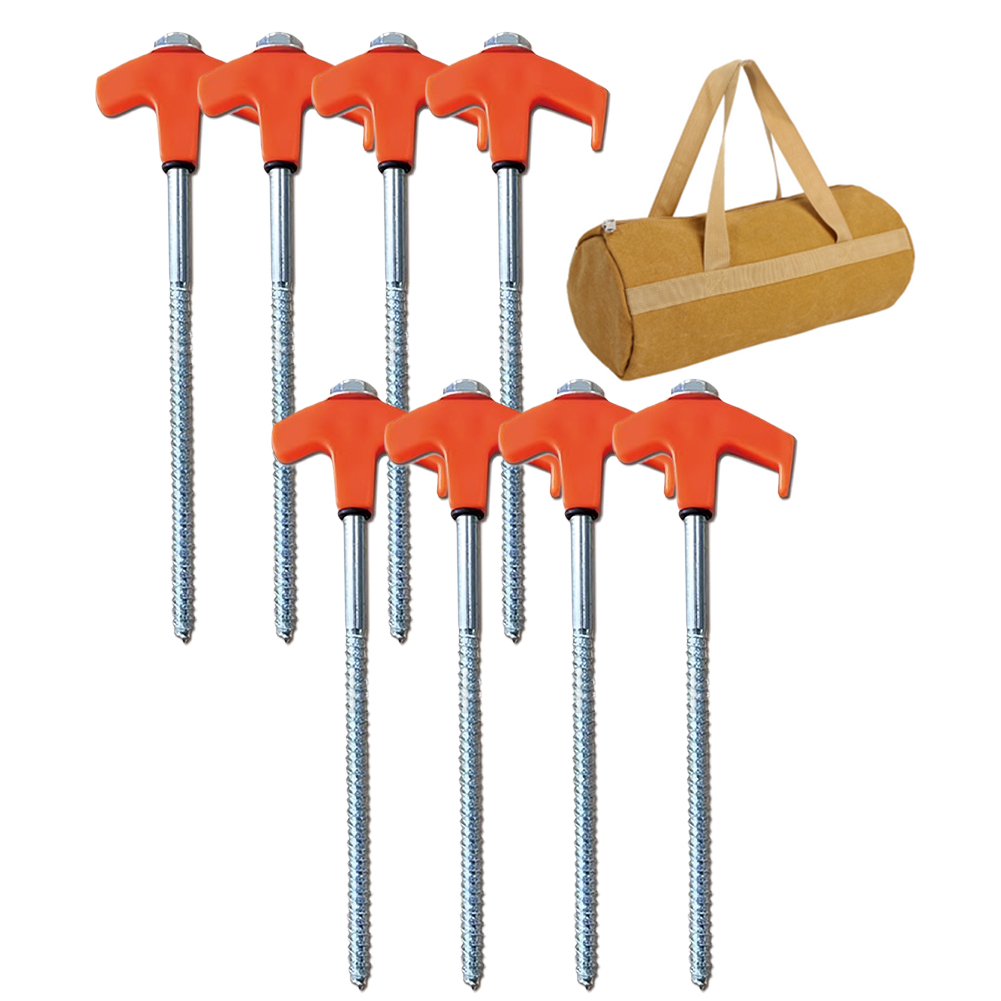 4/8PCS Screw-in Tent Stakes Ground Anchors metal Steel Hexagonal Plastic Head Spiral Screws Camping Peg Ground Nails Tool: Red
