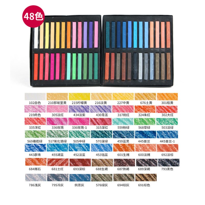 48 blødt tør pastelfarvet kridtstegning farve kunst tegning sæt kridt farve farveblyant papirvarer til studerende kunstforsyninger