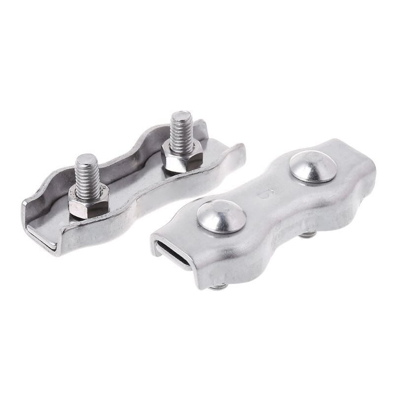 2pcs Stainless Steel Wire Rope Clips Double Grips Cable Clamps For Wires 2mm 3mm 4mm 5mm 6mm 4XFD