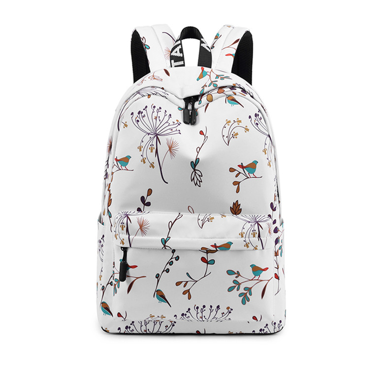 lässig Wasserdichte Frauen Rucksack Blume Druck Mädchen Hochschule Laptop Bookbags Dame Reise Bagpack: Weiß