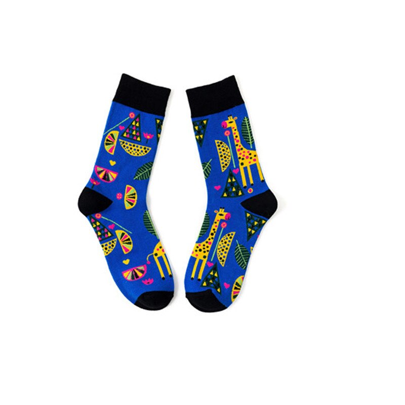 Heren dames unisex casual katoen print middenkousen sportsokken voor fietsen winter  #2 g 29: Blauw