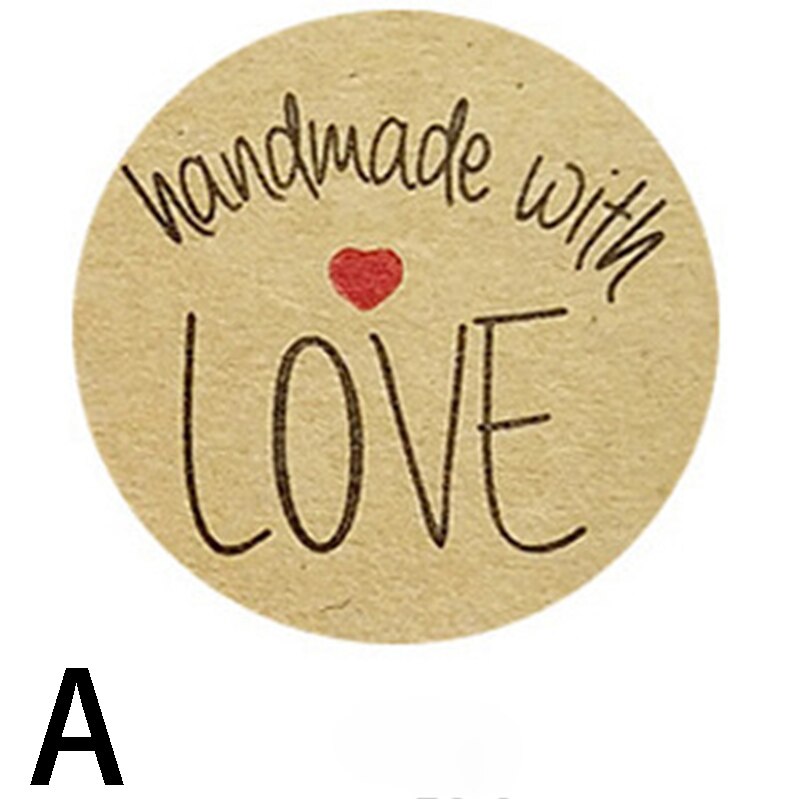 500Pcs/Roll Dia 1 Inch Ronde Craft Cookie Zakken Lijm Seal Sticker Envelop Label Dank U Met Liefde bakken Diy Label: A