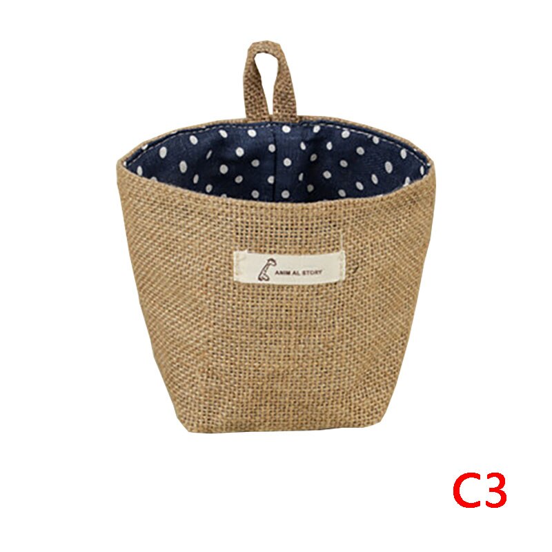 Cotton And Linen Hanging basket storage bag Folding Toy Laundry Basket Sundries Organizer Pocket Organizer Hanging Bag: C