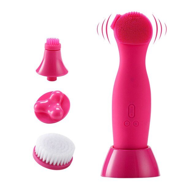 IPX7 Multifunctionele Roterende Ultrasone Trillingen Borstel Mee-eters, Pore Facial Massage Beauty Instrument: Rose Rood