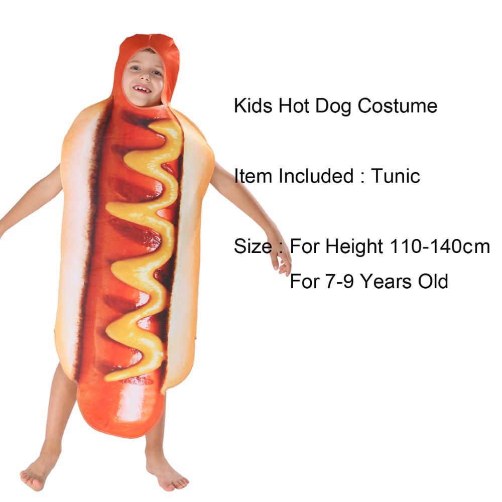 Volwassen Kids Funny 3D Afdrukken Voedsel Worst Dog Kostuums Halloween Mannen Vrouwen Een Stuk Pizza Kostuum Carnaval Bacon cosplay: Kids