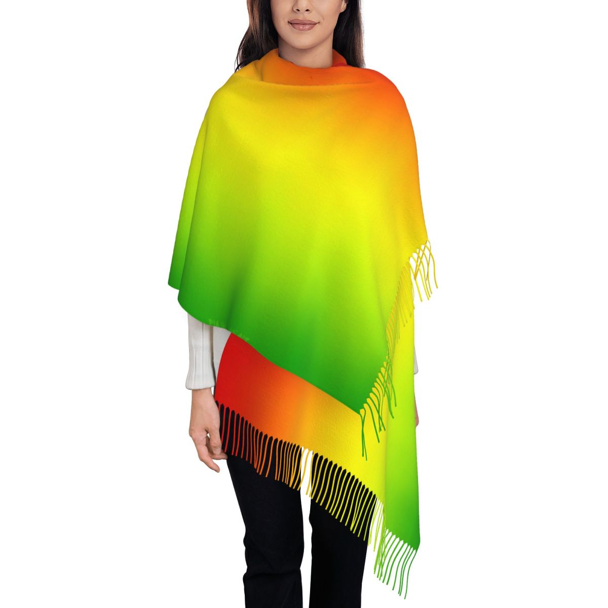 Bufandas personalizadas con bandera de Jamaica y León Rasta grande para mujer, chal suave y cálido con borlas para invierno y otoño, bufanda Reggae jamaicana