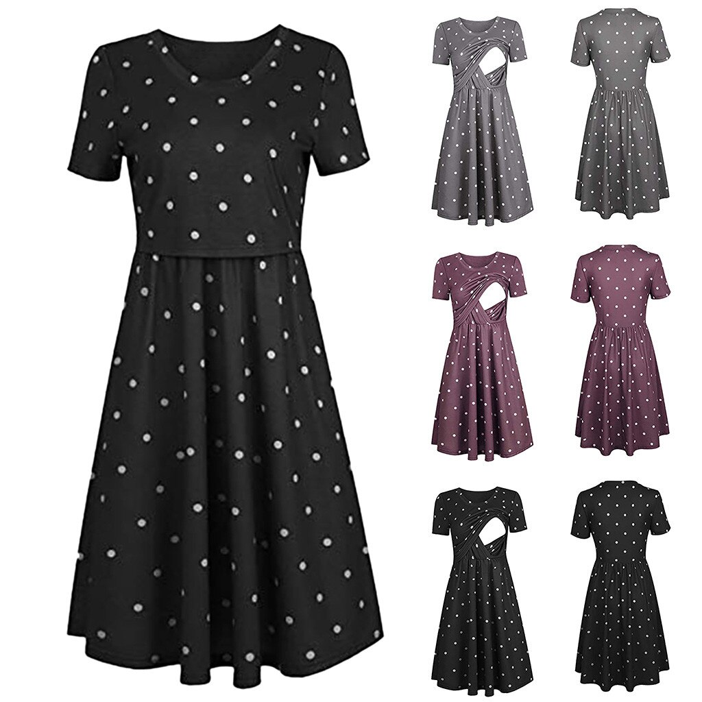 Mutterschaft Kleider Sleeveless Pflege Kleider Dots Gedruckt Schwangerschaft Kleider Schwangere Frauen Stillen Kleidung Kleid
