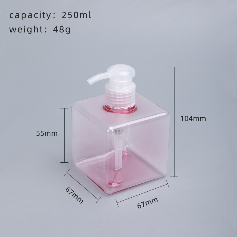10 stk  of 250ml tomme plastflasker shampoo lotion påfyllbar flaske dusjgel pumpe dispenser: 250ml rosa