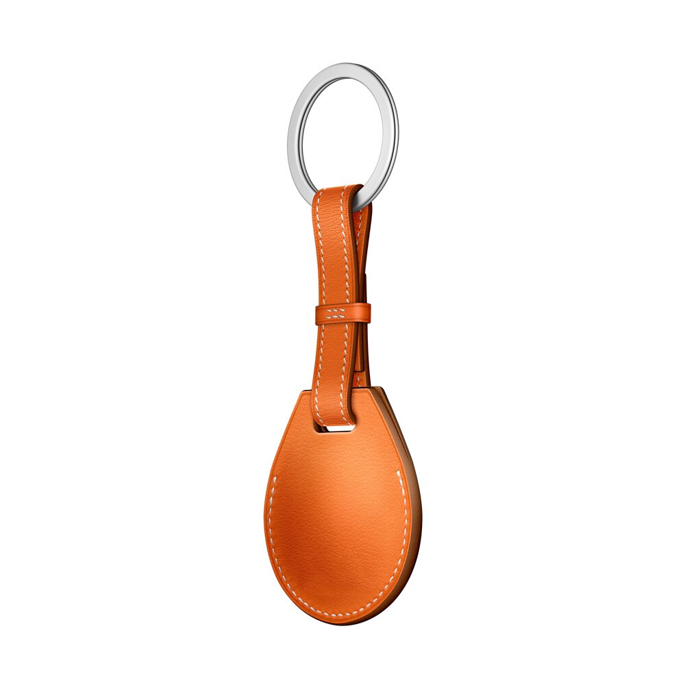 Leather AirTag Case - Shockproof Protective Shell with Keychain for Apple AirTag: Orange