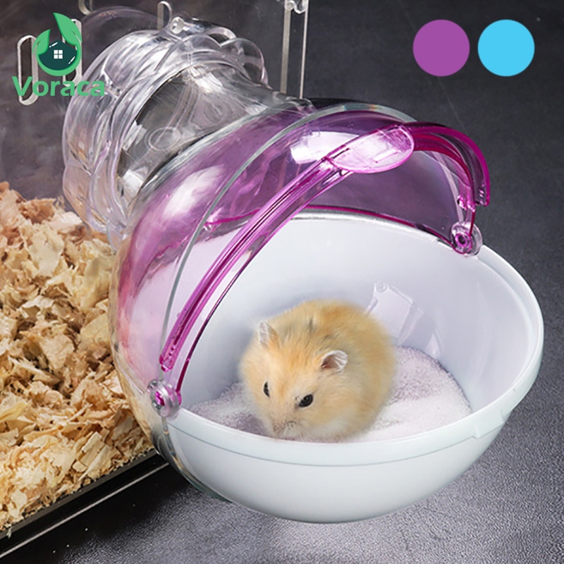Bañera de hámster externa para baño, jaula de arena de baño, cama acrílica, ratón, Villa, mascotas pequeñas, caja de arena para baño, rosa y azul