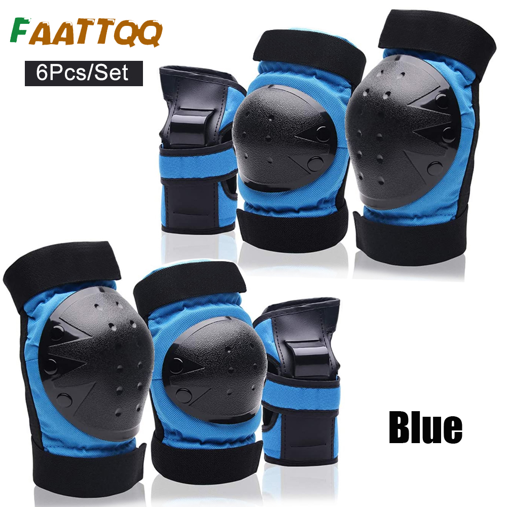 Knie-Ellenbogenschützer für Kinder/Erwachsene, Handgelenkschützer, Schutzausrüstungsset für Rollschuhe, Radfahren, BMX, Skateboard, Roller-Reitsport: M / Blau