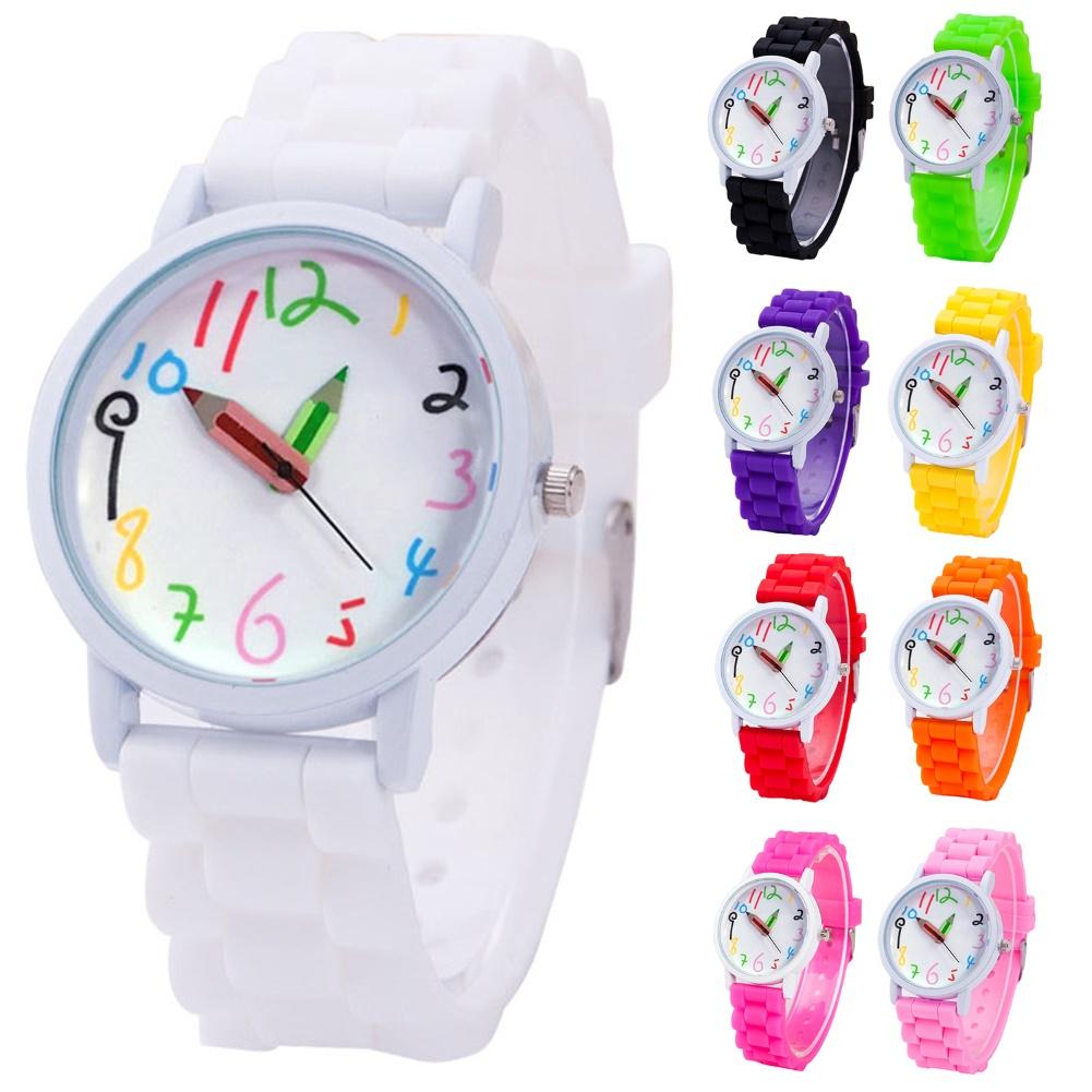 Kinderen Kids Arabische Cijfers Potlood Analoge Weergave Quartz Polshorloge Kids Kinderen Relogio Feminino Trendy Horloge