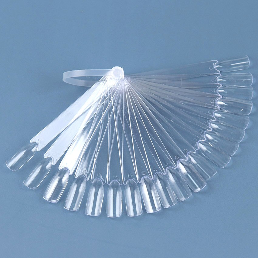 Juego de accesorios para uñas postizas en forma de abanico para práctica de uñas, juego de tarjetas de colores, para estudiantes: transparent