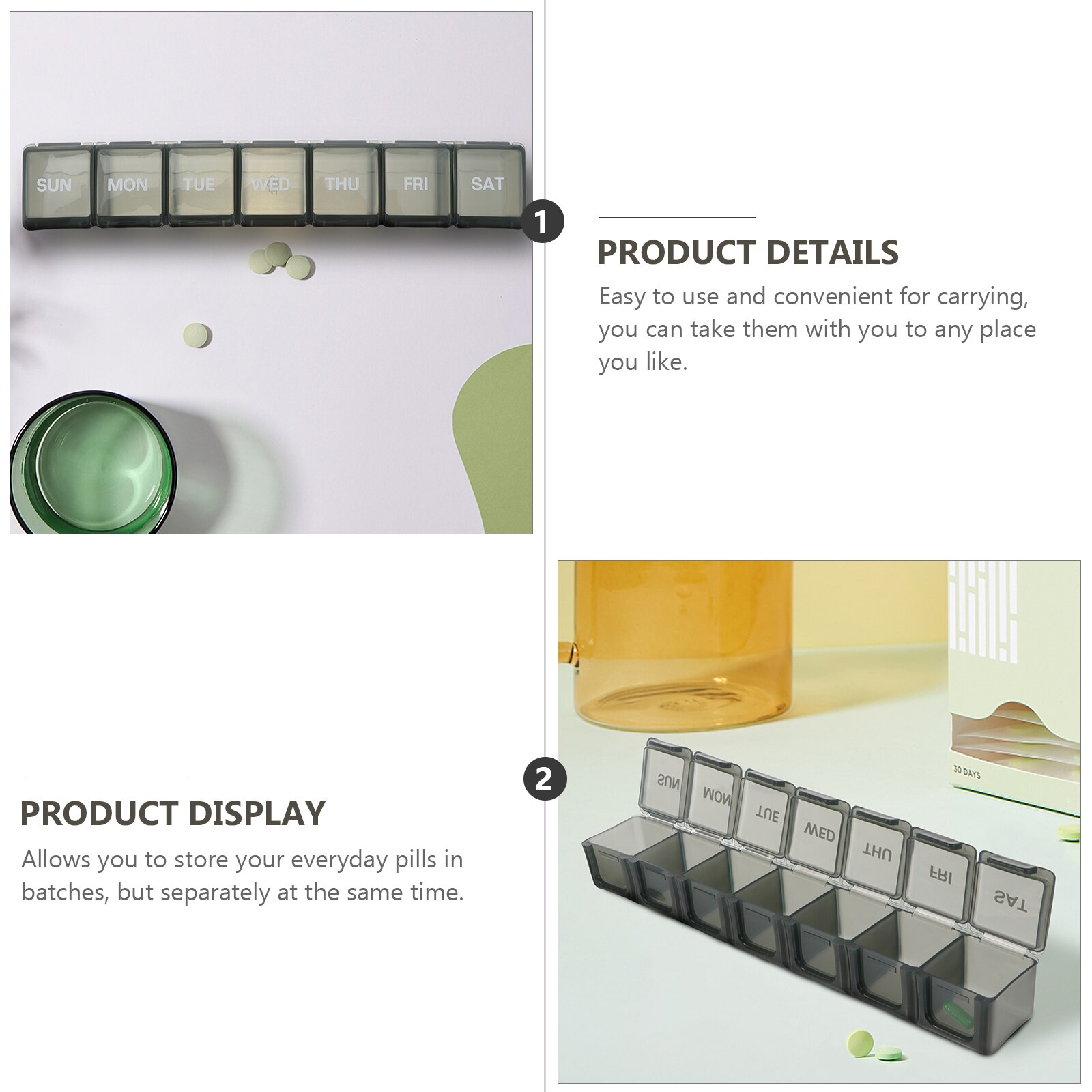 7 Days Weekly Tablet Pill Medicine Box Holder Weekly Pill Organizer Quick-Refill Daily Pill Case Removable Medicine Box Health