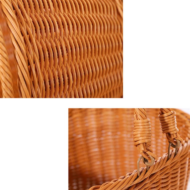 Cesta de vidro modelo de rattan para compras, cesta decorativa para armazenamento de vegetais e piquenique, 1 peça