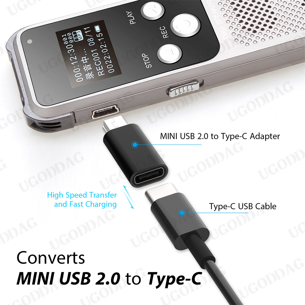 Mini 5 Pin USB Adapter B Male to USB Type C Female Data Data Transfer Connector for MP3 Digital Camera GPS
