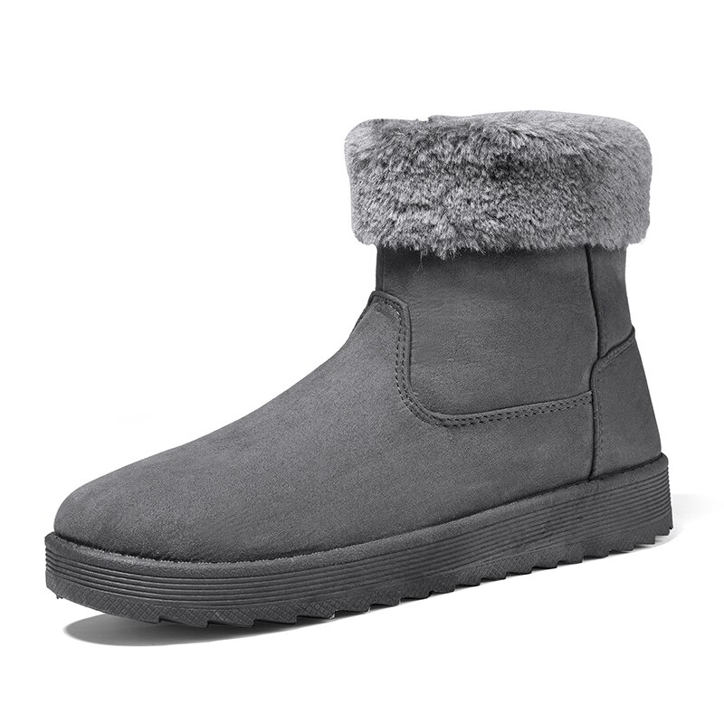 Stivali da uomo invernali con lacci stivali da neve in pelliccia calda stivaletti pelosi in pelle scamosciata impermeabili scarpe da uomo in peluche Fluff scarpe da esterno: GRAY / 44