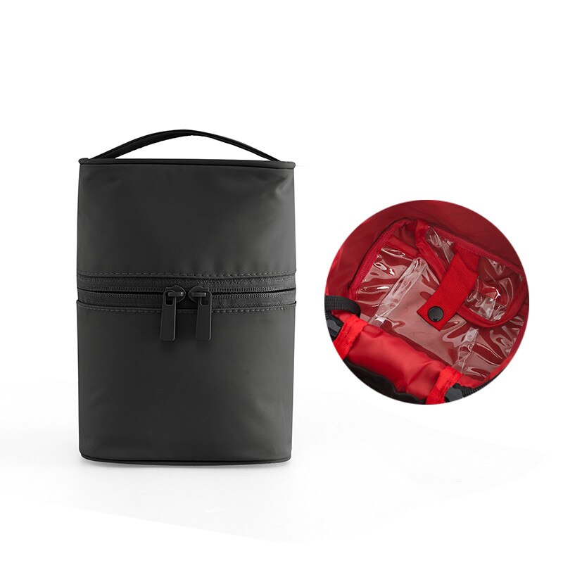 Purdored 1 Pc Solid Cosmetische Tas Cilinder Make-Up Borstel Organizer Toiletartikelen Make-Up Kit Pouch Pakket Reizen Vrouwen Make-Up Tas: black