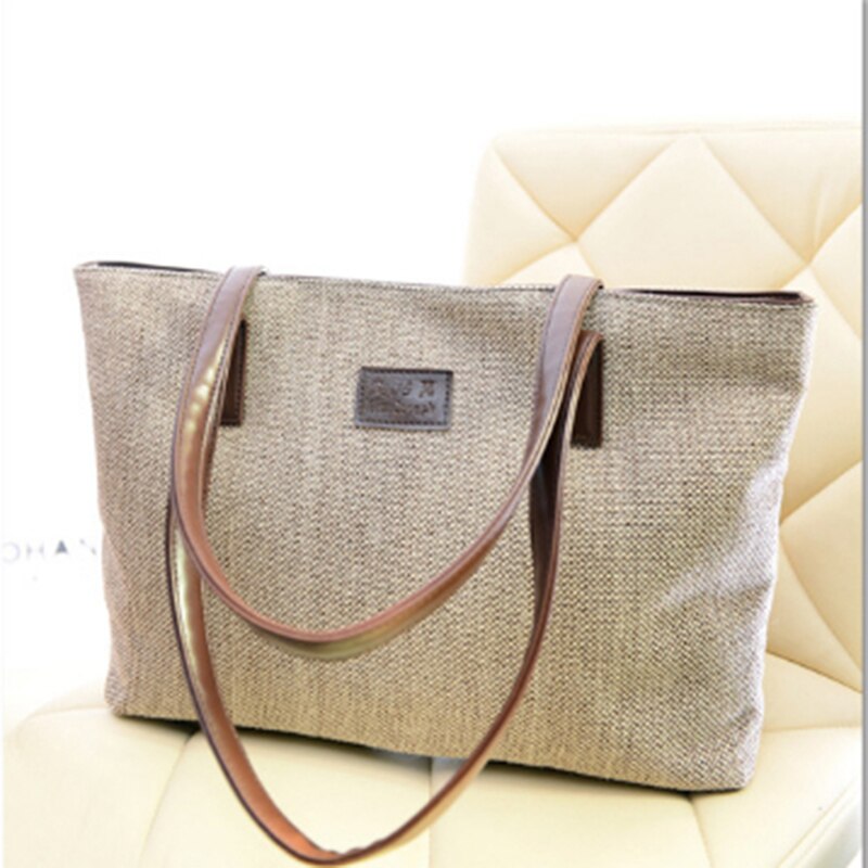 Canvas Vrouwen Tas Grote Capaciteit Vrouwen Schoudertas Vrouwelijke Casual Totes Applicaties Draagbare Boodschappentas Lady Casual Handtas