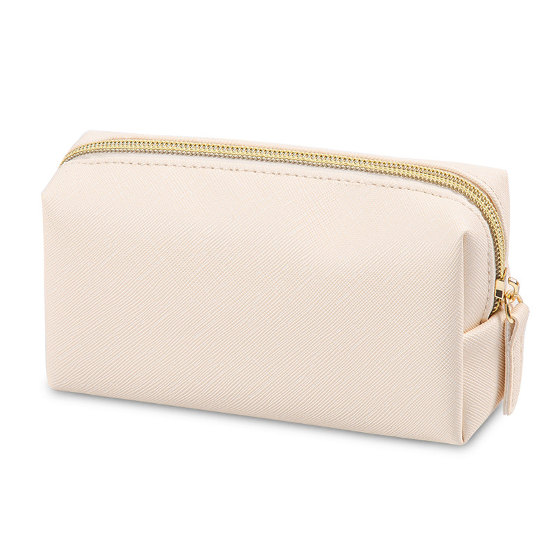 Women Cosmetic Bag Waterproof PU Leather Solid Color Makeup Pouch Travel Portable Wash Toiletry Storage Bag Organizer Purse: S / SKY BLUE