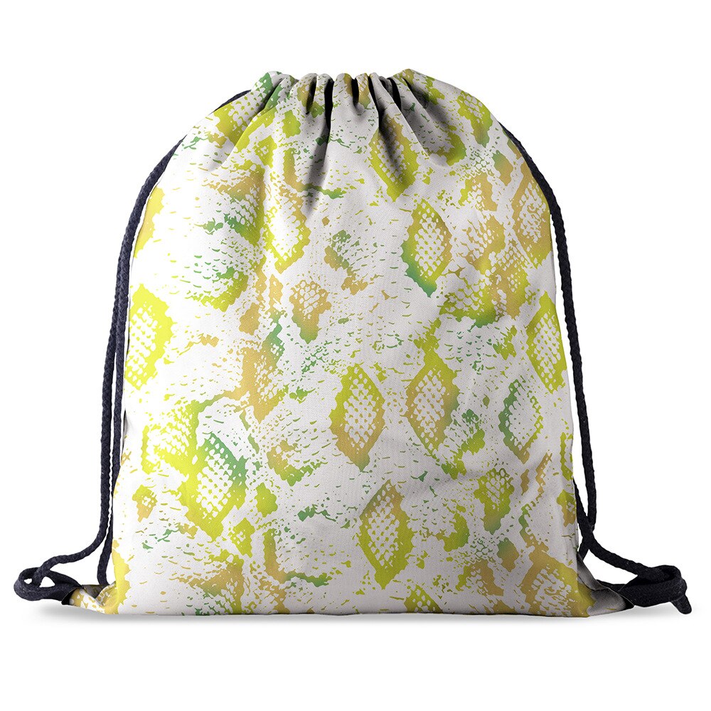 Bundel zak touw tas print slangenhuid patroon trekkoord rugzak dames heren dagelijks casual meisjes mochila knapzak vrouwelijk: Bpa 602771