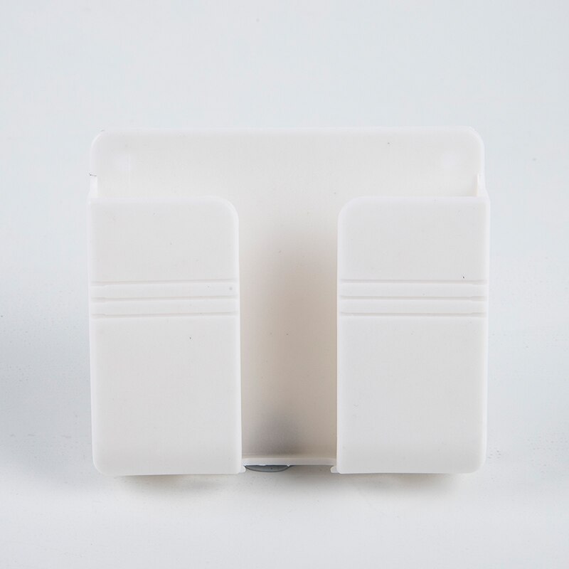 Wall Mounted Organizer Air Conditioner TV Remote Control Storage Box Plug Holder: White