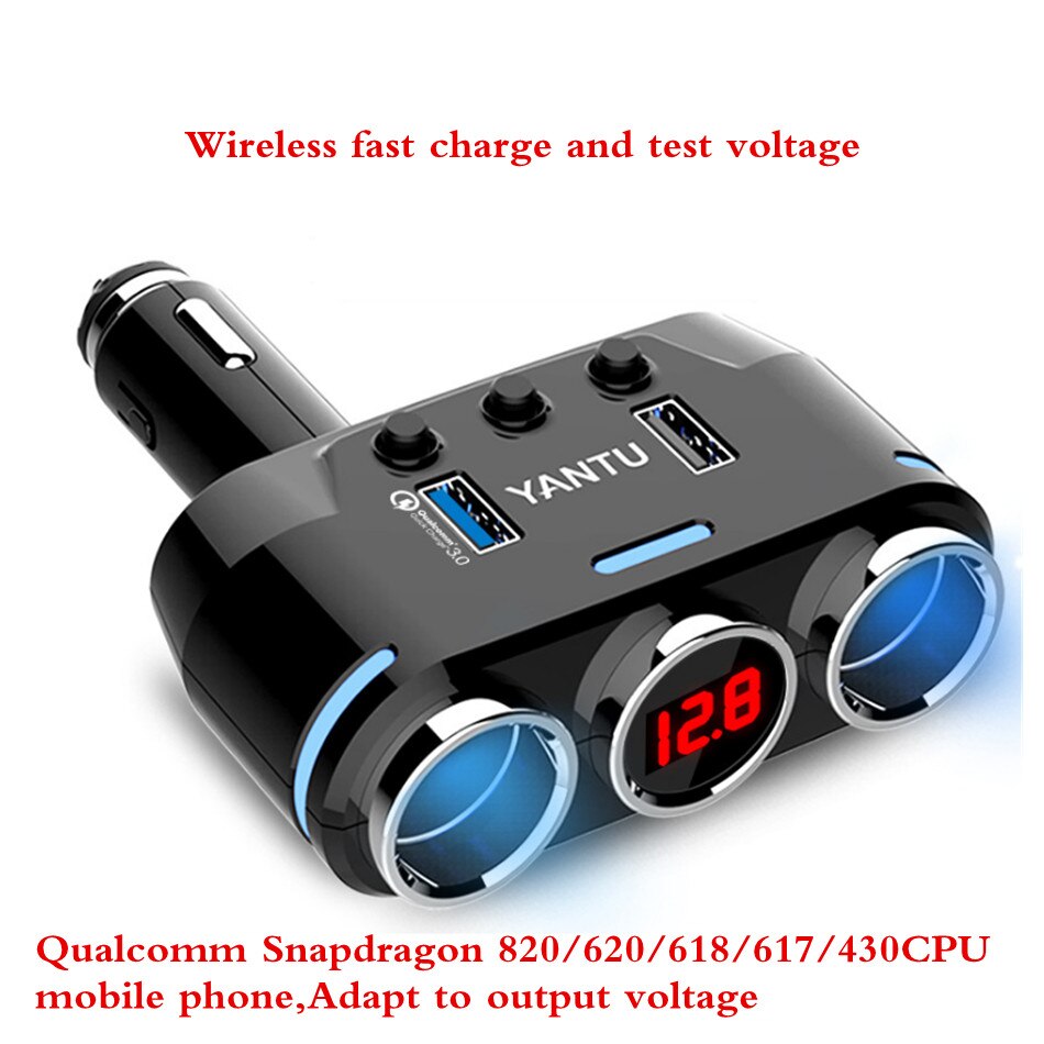 Sigarettenaansteker Een Voor Drie Autolader Multifunctionele Digitale Display: 3