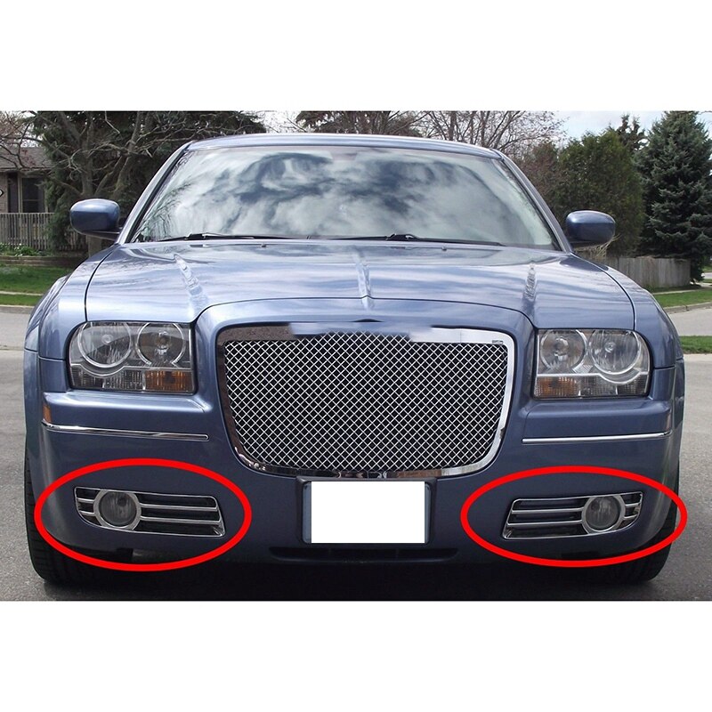 2Pcs Chrome Front Bumper Fog Light Driving Lamp Trim Cover for Chrysler 300 2005