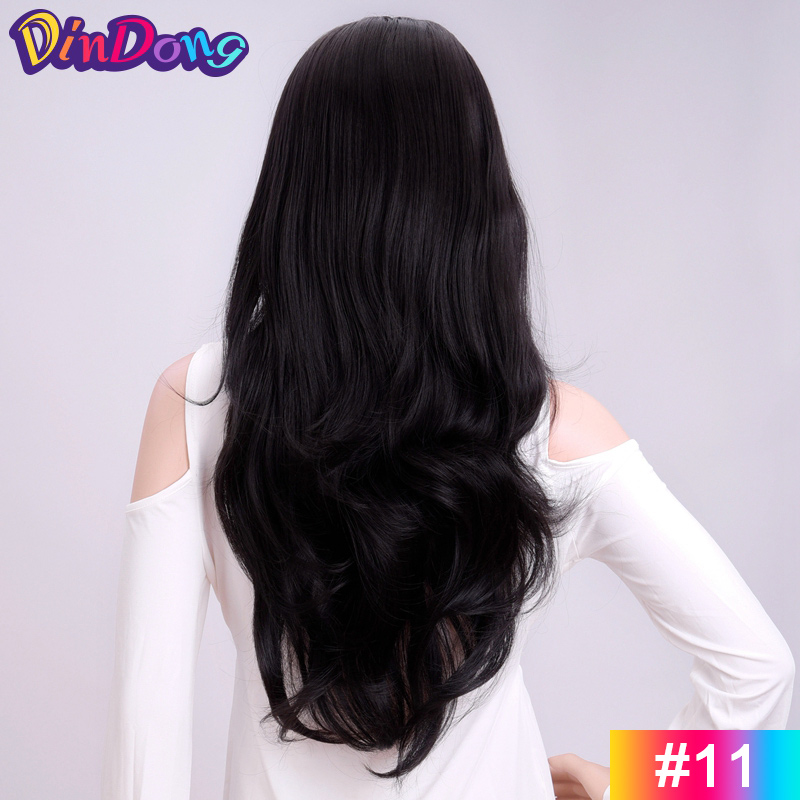 24 Polegada sintético longo ondulado cabeça amarrada 3/4 meia perucas para mulheres com clipes em, perucas loiras de extensão de cabelo: #1B