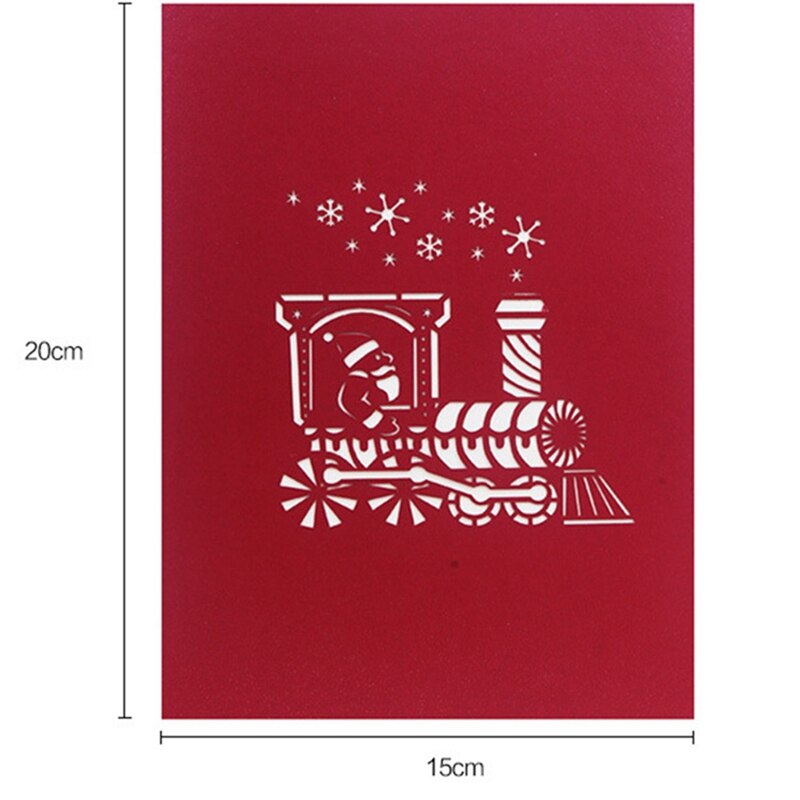1set Xmas Santa Claus Train 3D Pop Up Greeting Card Merry Christmas 3D Paper Christmas