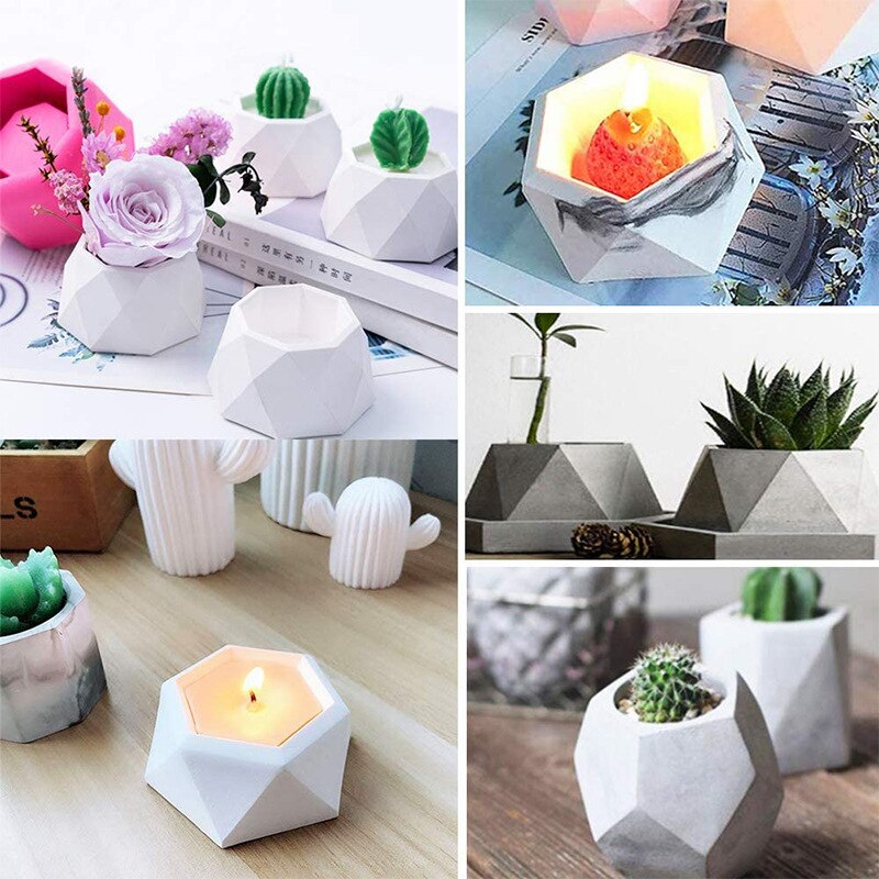 3D Silicone Molds Succulent Flower Pot Concrete Cement Clay Mould DIY Cement Plant Pot Candle Soap Making Mould Form For Candle