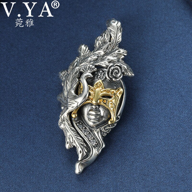 V.YA-colgante de plata de ley 925 para hombre y mujer, cadena con cubierta facial de plata, SIN Cadena, joyería fina