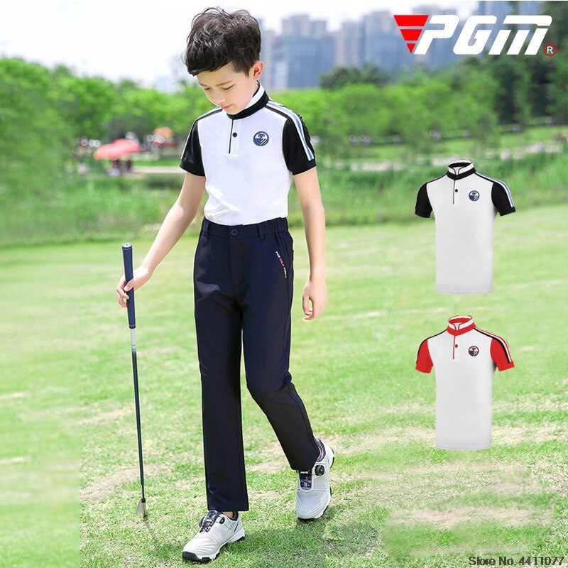Børn drenge golf træning t-shirts drenge teenager kortærmet t-shirt åndbar turn down krave sport golf toppe  d0781