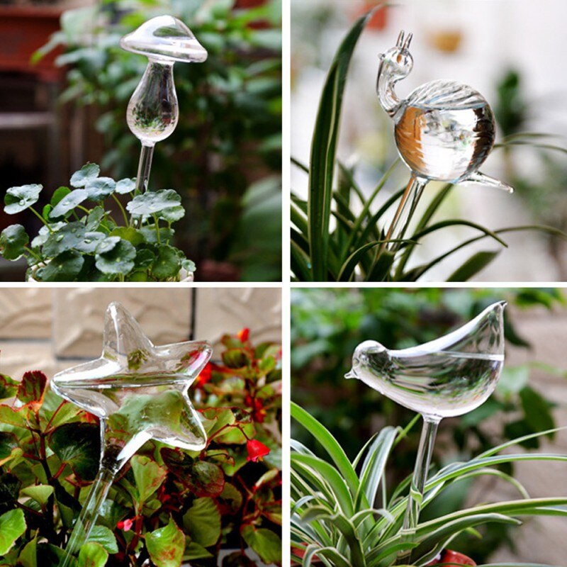 Globo de autorriego con forma de pájaro, bombillas de agua transparentes sopladas a mano, de seta de aves, encantador