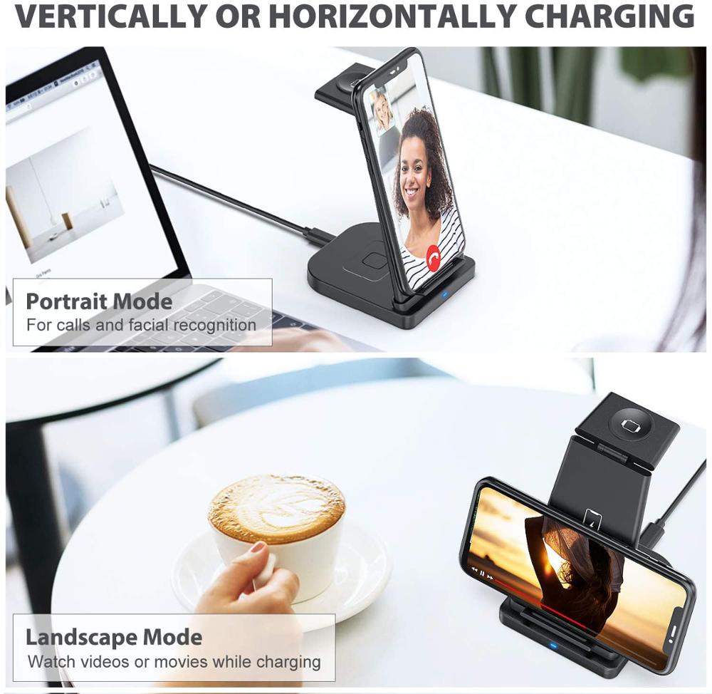 Qi 15W Fast Wireless Charger For iPhone 8 X XR XS 11 12 Pro Max 3 in 1 Charging Station for Apple Watch 6 SE 5 4 3 2 Airpods Pro