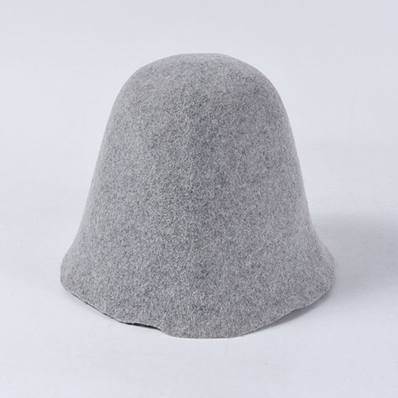 Classical Women Cloche Bucket Felt Hat Autumn Winter Wool Felt Cone Cloche Hood Millinery Craft Hats Fascinators Block Base Body: Light Gray