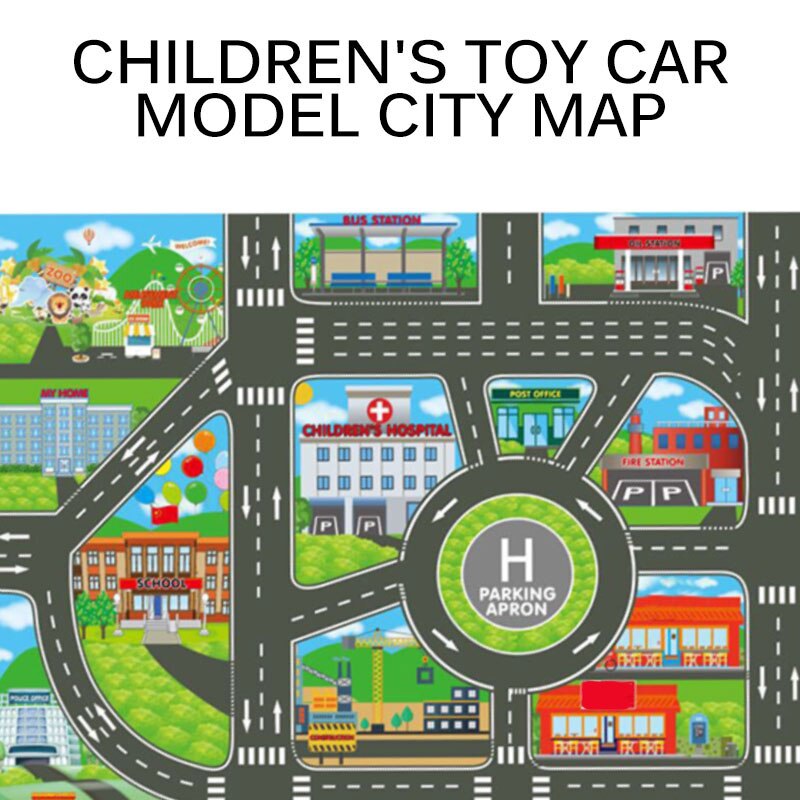 Baby lekmatta vägmatta barn tecknad trafikmatta leksaker lekmatta bebisar leker pedagogisk matta pojkbilsmatta parkeringsmatta