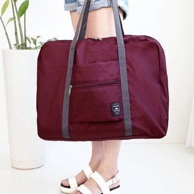 Bolso de viaje plegable de gran capacidad, bolsa de fin de semana, impermeable, grande, triangulación de envíos: wine red