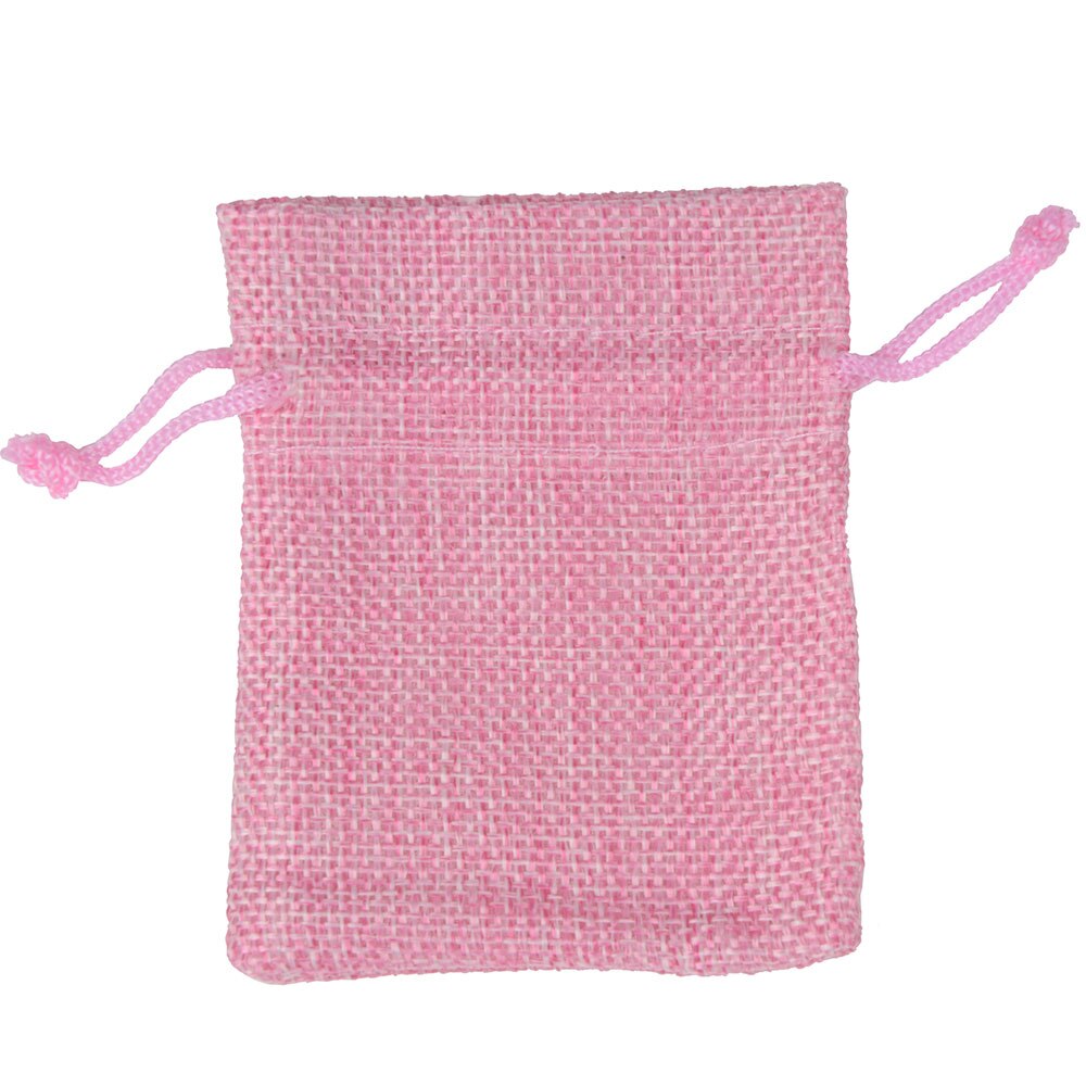 Sac en lin et lin 7x9 cm, 25 pièces, pochette à cordon emballage de bijoux, pochette de mariage: light pink