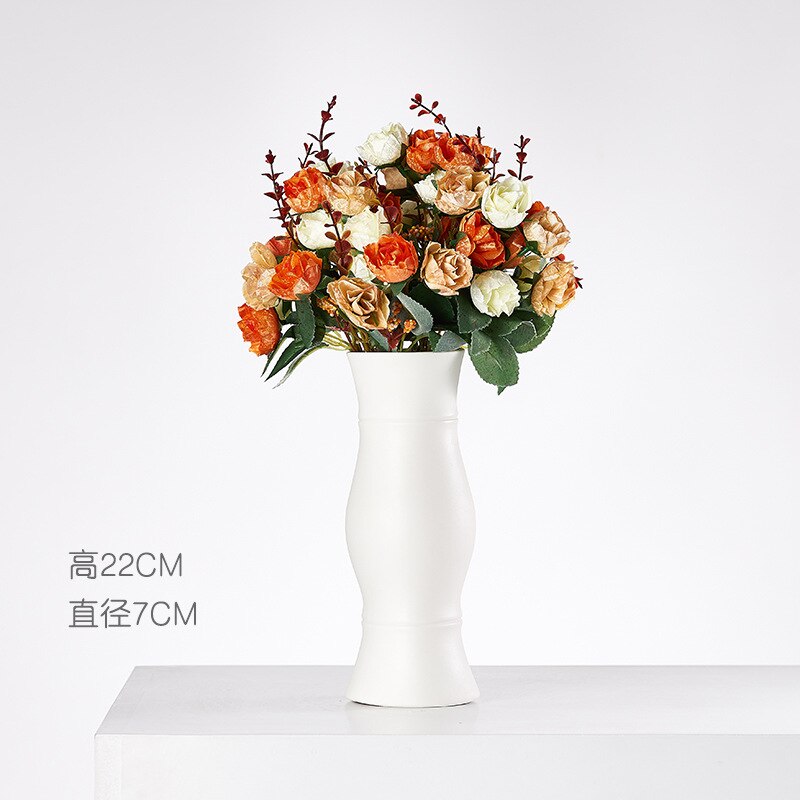 Ceramic Dried Flower Vase Small Fresh Flower Inserted Modern White Table Living Room Home Decoration Ornaments: N
