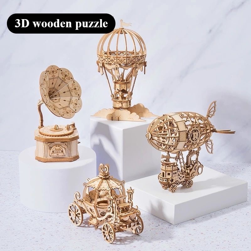 3d- hot air balloon wooden puzzles, new wooden 3d- stereoscopic panel, insect series, large es 2-- piece handmade model, , enlightenment