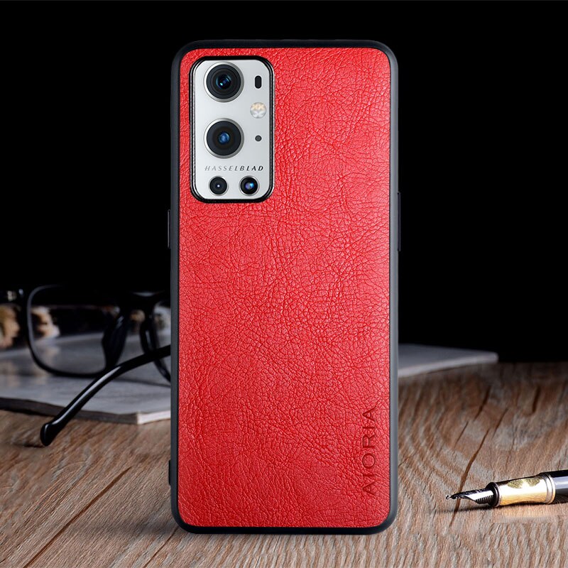 Case Voor Oneplus 9 Pro Funda Luxe Vintage Leather Skin Coque Met Tpu + Pc Hard Cover Voor Oneplus 9 pro Case Capa: oneplus 9 Pro / Red