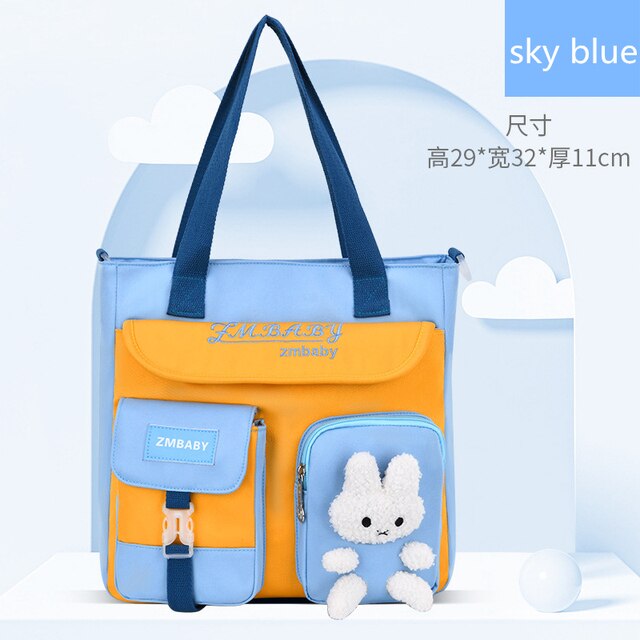 Sac à dos dessin animé lapin pour enfants, cartable pour écoliers du primaire, cartable mignon pour filles et garçons: HANGBAG sky blue