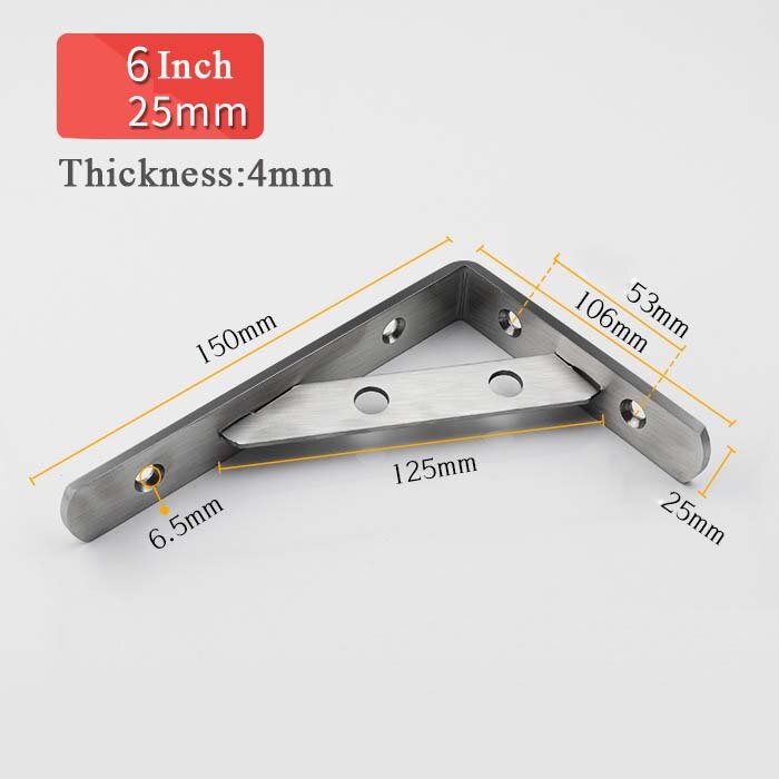Shelf L Bracket Tripod Triangle Stainless Steel Solid Shelf Support Corner Brace Joint Right Angle Bracket Corner Shelf Support: 6