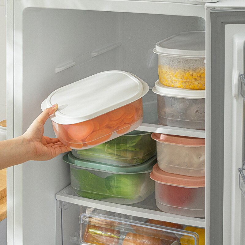 PP Refrigerator Food Storage Containers with Lid Kitchen Separate Freezer Seal Bin for Vegetable Fruit Meat Fresh Box Organizer