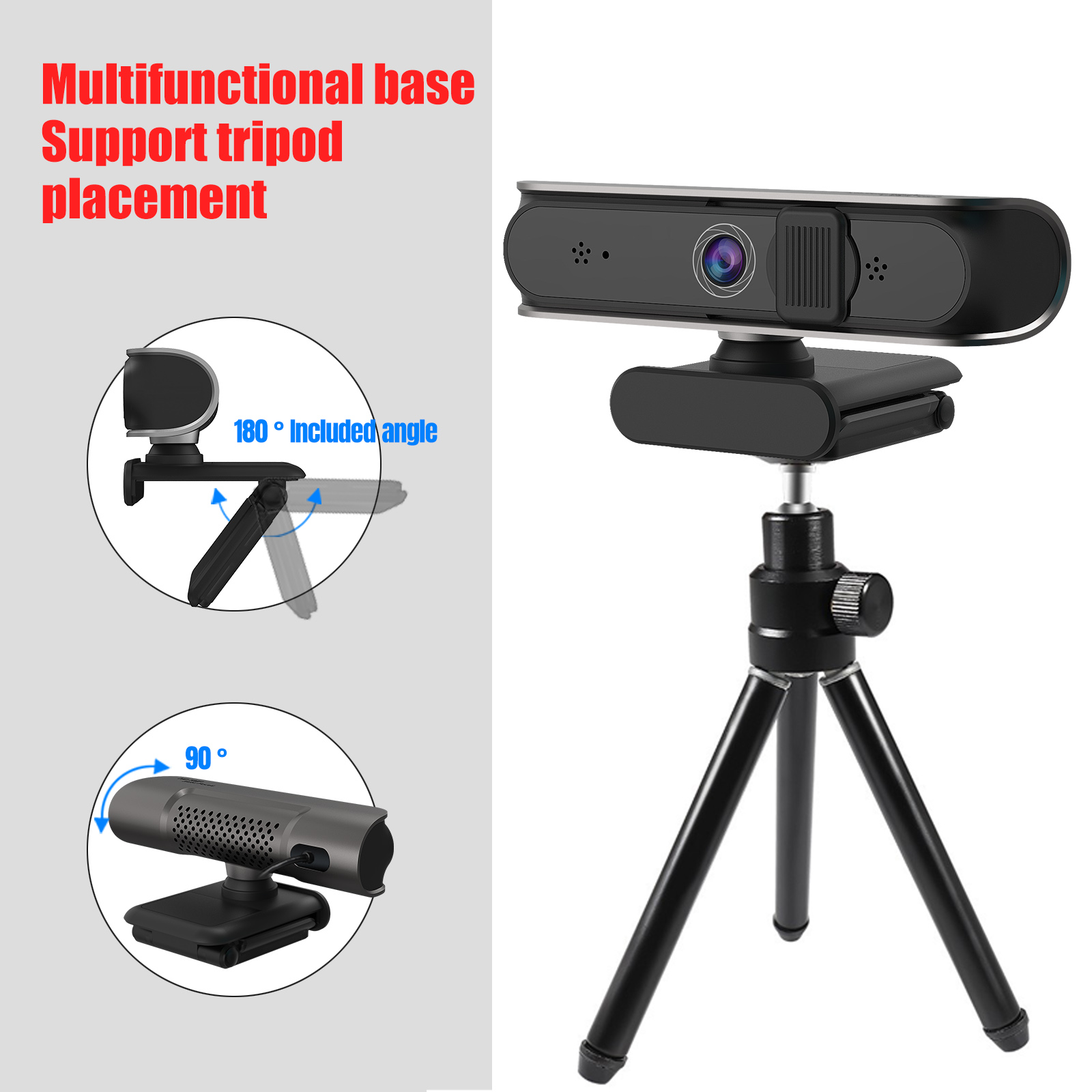 Hd Usb Computer Web Camera 5MP Snelle Autofocus 30FPS Webcam Dual Mic &amp; Cover, voor Obs/Gaming/Zoom/Skype/Facetime/Teams