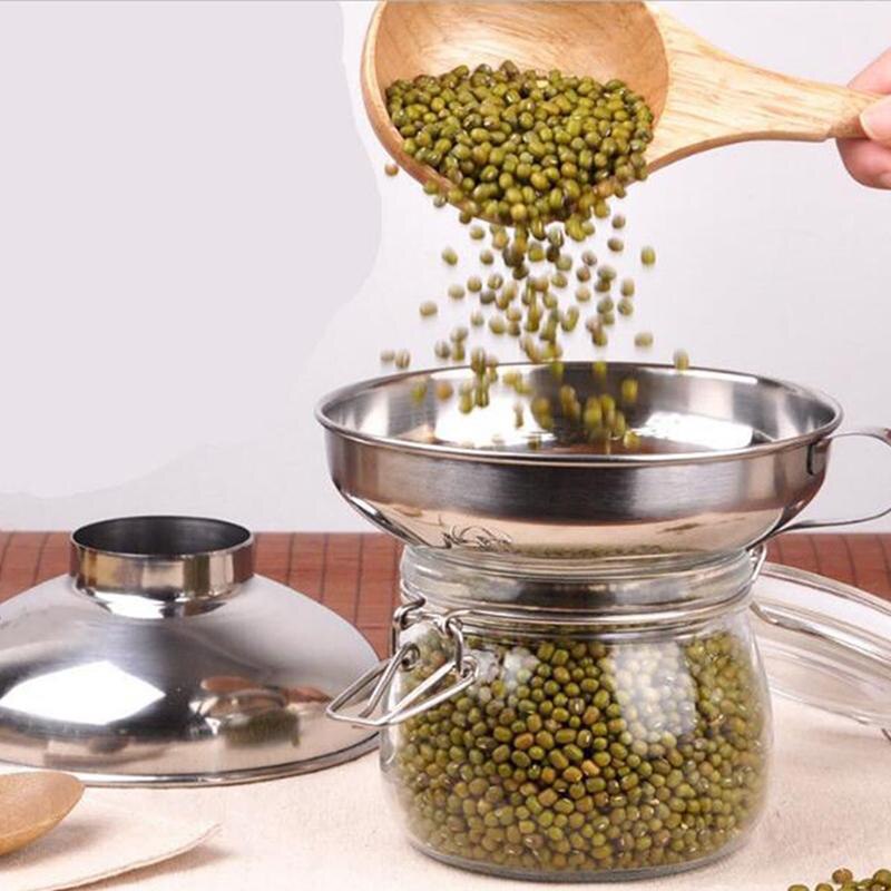 Funnel Stainless Steel Wide Mouth Funnel Colander Canning Hopper Filter Food Pickles Jam Funnel Kitchen Gadgets Cooking Tools