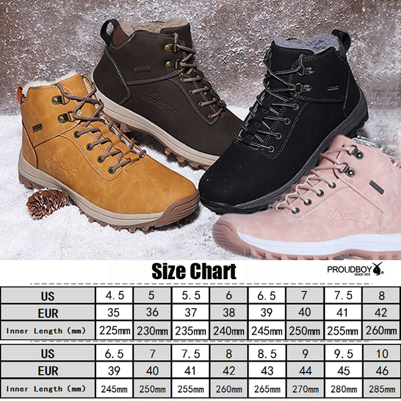 Women hiking shoes winter waterproof Non-Slip Outdoor boots With Fur Snow Sneakers Camping Sport Trekking Shoes for woman plush