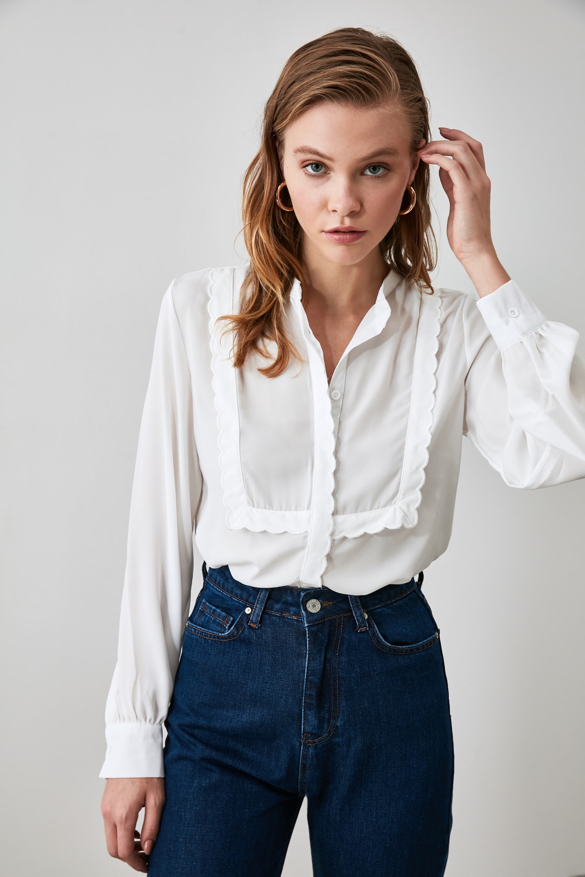 Trendyol Kraag Gedetailleerde Shirt TWOAW21GO0169: 34