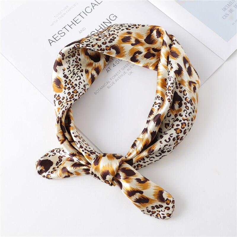 Leopard kvinder hår hals tørklæde silke firkantet halstørklæde taske tørklæder slips magert pandebånd print kvinde foulard bandana